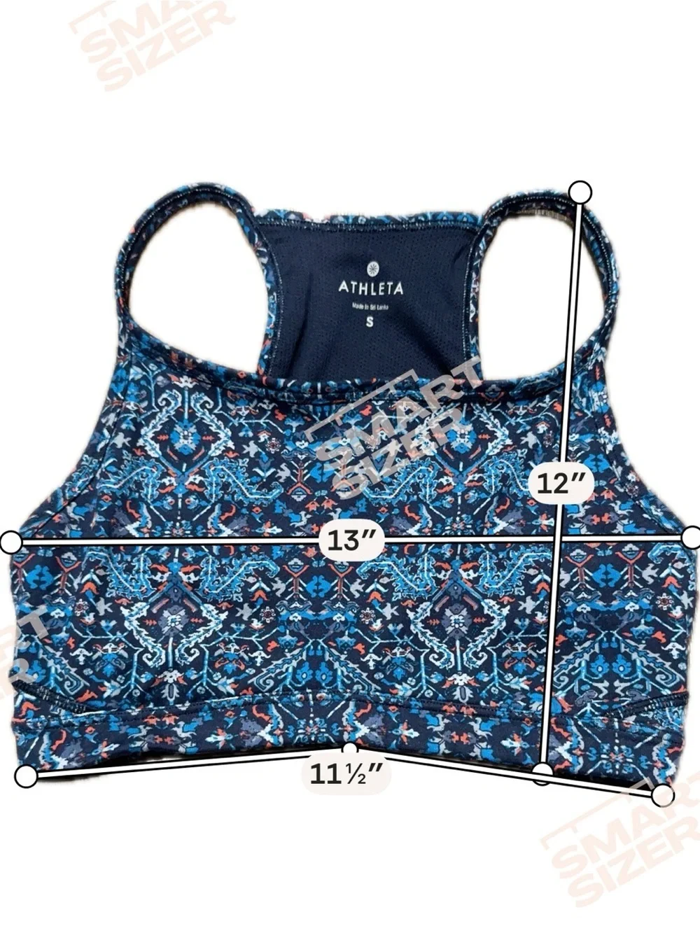 Athleta Blue Exhale Geometric Floral Strappy Back Sports Yoga Bra Size Small